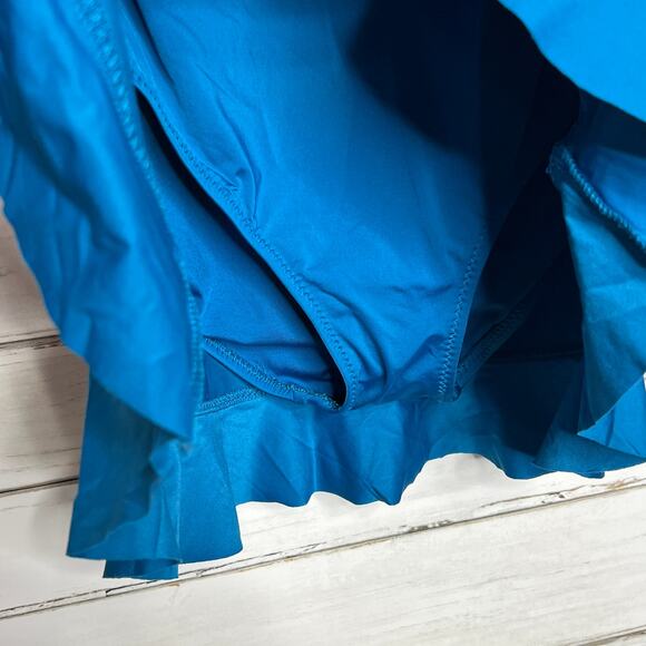 BECCA Turquoise Blue One Shoulder Swim Dress Plus Size 1X - Picture 13 of 14